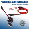 Picture of MOTOPOWER MP0609A 3.1Amp Motorcycle USB Charger Kit SAE to USB Adapter Phone GPS Charge On Motorcycle