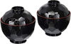 Picture of JapanBargain 1904x2, Set of 2 Miso Soup Bowl with Lid Japanese Rice Bowl Traditional Plastic Lacquered Black and Red Bowl Made in Japan