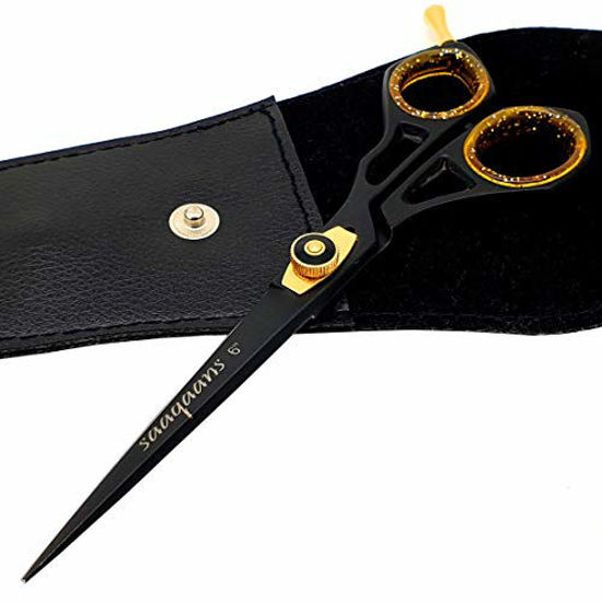 Picture of Saaqaans SQR-01 Professional Hairdressing Scissor - Perfect for Hair Salon/Barber/Hairdresser and Home use to Trim your Haircut/Beard/Moustache - Comes with Beautiful Black Pouch/Case