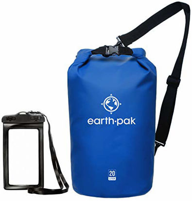 Picture of Earth Pak -Waterproof Dry Bag - Roll Top Dry Compression Sack Keeps Gear Dry for Kayaking, Beach, Rafting, Boating, Hiking, Camping and Fishing with Waterproof Phone Case