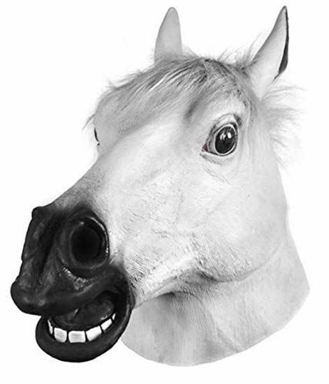 Picture of Horror Scary White Horse Head Mask for Halloween Cosplay Costume Party