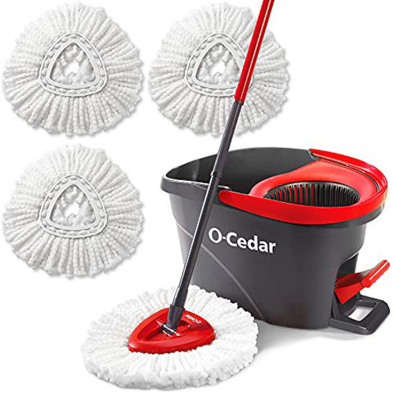 Picture of O-Cedar Easywring Microfiber Spin Mop & Bucket Floor Cleaning System with 3 Extra Refills