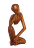 Picture of G6 COLLECTION 12" Wooden Handmade Abstract Sculpture Statue Handcrafted - Thinking Man - Gift Art Decorative Home Decor Figurine Accent Decoration Artwork Hand Carved (Brown)