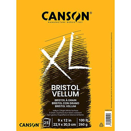 Picture of Canson XL Series Bristol Vellum Paper Pad, Heavyweight Paper for Pencil, Vellum Finish, Fold Over, 100 Pound, 9 x 12 Inch, Bright White, 25 Sheets