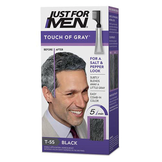 Picture of Just For Men Touch of Gray, Gray Hair Coloring for Men with Comb Applicator, Great for a Salt and Pepper Look - Black, T-55 (Packaging May Vary)