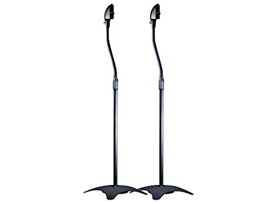 Picture of Monoprice Satellite Speaker Floor Stands - Black (Pair) Supports Up to 5 Lbs. Each, Height Adjustable (26.8 to 43.3 Inches)