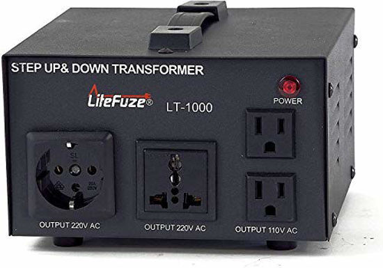 Picture of LiteFuze LT-1000 1000-Watt Step Up/Down 110V/220V Circuit Breaker Protection Voltage Converter Transformer with Detachable Cord [5-Years Warranty]