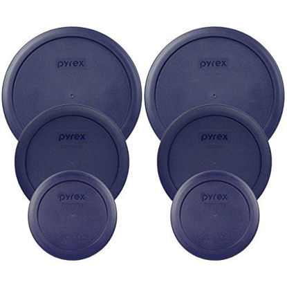 Picture of Pyrex (2) 7402-PC 6/7 Cup Blue (2) 7201-PC 4 Cup Blue (2) 7200-PC 2 Cup Blue Food Storage Dish Lids - 6 Pack