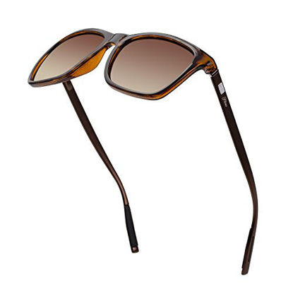 Picture of Square Aluminum Magnesium Frame Polarized Sunglasses Vintage Spring Temple Sun Glasses Men Women Retro Driving Eyewear UV400 (Brown Lens/Leopard Frame)