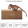 Picture of Square Aluminum Magnesium Frame Polarized Sunglasses Vintage Spring Temple Sun Glasses Men Women Retro Driving Eyewear UV400 (Brown Lens/Leopard Frame)