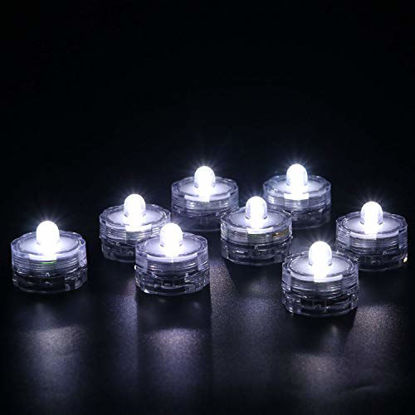 Picture of Rhytsing Set of 12 Submersible Led Tealights, Waterproof Underwater Wedding Tea Lights, White Steady Light, Batteries Included