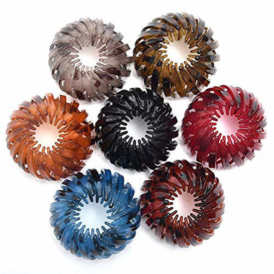 Picture of 7 Pcs Bird Nest Shaped Hair Clips Hair Claw Clamps Bun Makers Expandable Ponytail Holder Hair Accessories for Women and Girls