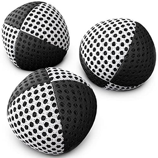 Picture of speevers Juggling Balls for Beginners and Professionals Set of 3 120g - 15 Colors Fun Home Outdoor Office Workout Equipment - Juggle Balls Kids, Adults - Juggling Bean Bags Carry Case (Black - White)