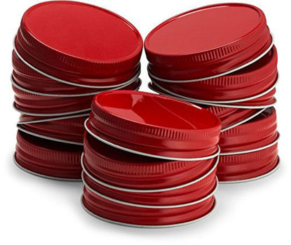 Picture of Kook Mason Jar Lids, Regular Mouth, for Standard Mouth Mason Jars, Leak Free, Airtight Silicone Seal, Made in USA, Set of 16, Red