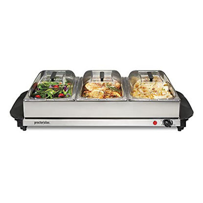 Picture of Proctor Silex Server & Food Buffets Food Warmer for Parties, Three 2.2 Quart Stainless Steel Chafing Dishes, Adjustable Heat