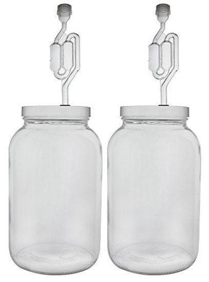 Picture of FastRack One gallon Wide Mouth Jar with Drilled Lid & Twin Bubble Airlock-Set of 2, multicolor (B01AKB4G9E)