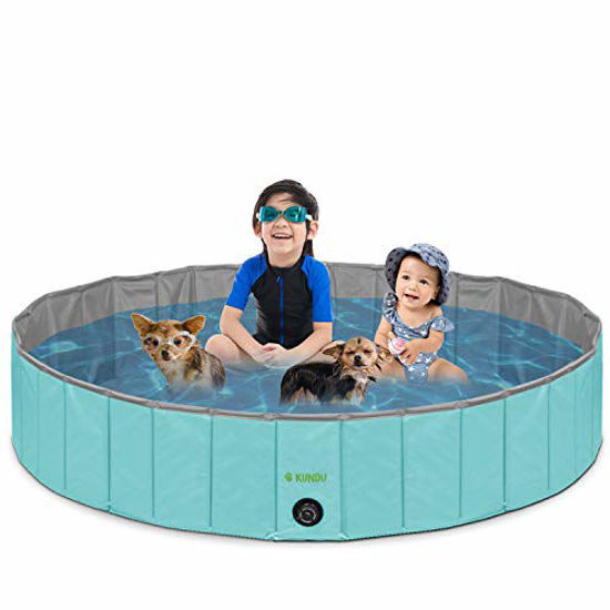 Picture of Kundu Round (63" Diameter x 12" Deep) Heavy Duty PVC Outdoor Pets and Kids Pool/Bathing Tub - Portable & Foldable - Extra Large