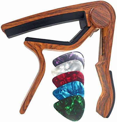 Picture of WINGO Guitar Capo for Acoustic and Electric Guitars - Rosewood with 5 Picks