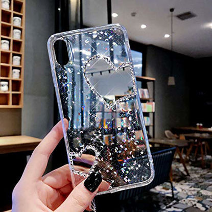 Picture of Case for iPhone Xs Max Glitter Diamonds Mirror Case Bling Crystal Sparkly Shiny Bling Rhinestone Moon Stars Paillette Slim Flexible Soft Rubber Gel TPU Protective Case Cover for iPhone Xs Max,Clear