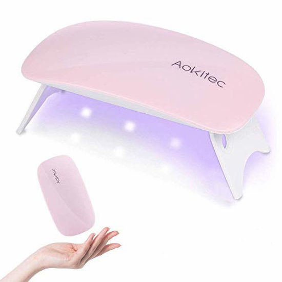 Picture of Aokitec Mini UV LED Nail Lamp, Portable Gel Light Mouse Shape Pocket Size Nail Dryer with USB Cable for All Gel Polish(Pink)