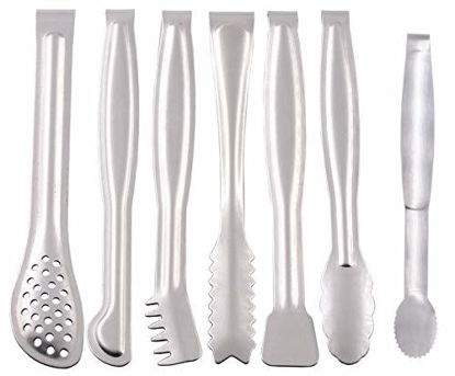 Picture of HINMAY Small Serving Tongs Set 6-Inch Appetizer Tongs Stainless Steel Mini Tongs, Set of 6