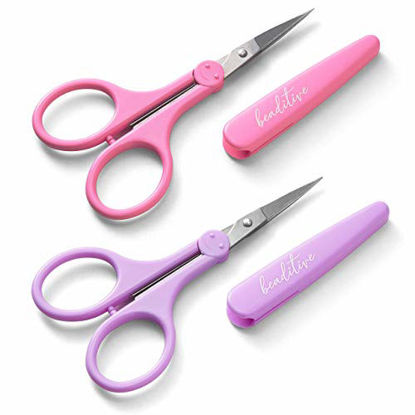 Picture of Beaditive High Precision Detail Scissors Set (2-Pc) Sharp, Fine Tips | Paper Cutting, Scrapbooking, Sewing, Crafting | Stainless Steel | Protective Cover (Pastel)