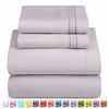 Picture of Nestl Luxury Queen Sheet Set - 4 Piece Extra Soft 1800 Deep Pocket Bed Sheets with Fitted Sheet, Flat Sheet, 2 Pillow Cases Hotel Grade Comfort and Softness - Light Gray Lavender