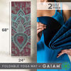 Picture of Gaiam Yoga Mat Folding Travel Fitness & Exercise Mat | Foldable Yoga Mat for All Types of Yoga, Pilates & Floor Workouts, Be Free, 2mm