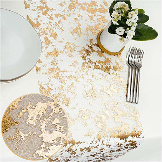 Picture of PapaKit Sparkle Metallic Gold Thin Table Runner 11"x84", Pack of 2 for Holidays, Wedding, Parties and Everyday Decoration