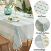 Picture of AmHoo Stitching Tassel Tablecloth Striped Table Cloth Rectangle Cotton Linen Dust-Proof Table Cover for Kitchen Dinning 54 x 86 Inch Teal