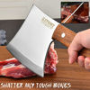 Picture of Kitory Bone Cleaver Heavy Duty Meat Cleaver Axes Bone Cutting Chopping Knife Thick Forged Butcher Knife for Meat&Bone, Full Tang, Wooden Handle, Forged Chinese Chopper for Kitchen&Restaurant 2LB-K4