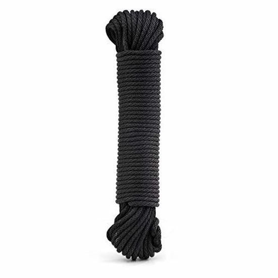 GetUSCart- Rope Ratchet 1/8, 50 ft Solid Braided Polypropylene Rope, Heavy  Duty, All Purpose, Utility Cord Tie Down Rope for Camping, Tie, Pull, and  Knot, Indoor and Outdoor Use - Black