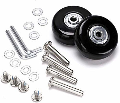 Picture of F-ber Suitcase Luggage Wheels Replacement Kit OD40/45/50/54/60/64mm Wheels ABEC 608zz Skate Inline Outdoor Skate Replacement Wheels Multiple Sizes, Set of (2) Wheels (OD:60 W:18 ID:6 Axles: 30 & 35)