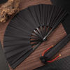 Picture of Large Folding Silk Hand Fan Hand Folding Fans Chinese Tai Chi Folding Fan for Men and Women Performance, Dance, Decorations, Festival, Gift (Black, 2 Packs)