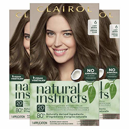 Picture of Clairol Natural Instincts Semi-Permanent Hair Dye, 6 Light Brown Hair Color, 3 Count