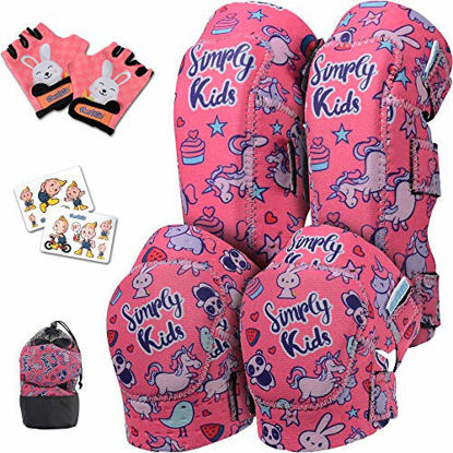 Picture of Kids Elbow Pads and Knee Pads with Bike Gloves 5-8 I Knee and Elbow Pads for Kids 8-14 I Toddler Protective Gear Set I Roller-Skating, Skateboard Knee Guards, Bike Knee Pads for Children Boys Girls