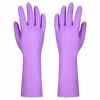 Picture of Reusable Dishwashing Cleaning Gloves with Latex free, Cotton lining ,Kitchen Gloves 2 Pairs (Purple+Blue, Medium)