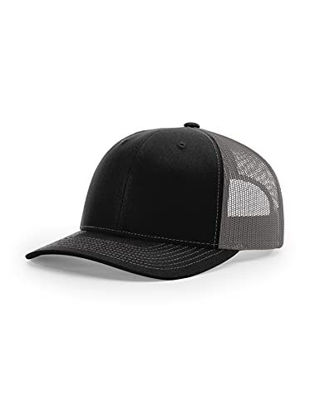 Picture of Richardson 112 Trucker OSFA Baseball Hat Ball Cap, Black/Charcoal, SIZE