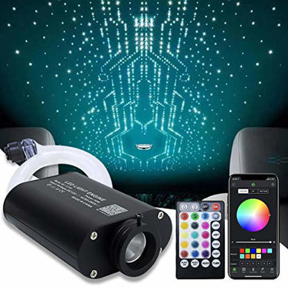 Picture of AMKI Car Use 16W LED Fiber Optic Star Ceiling Kit RGBW Light, APP Control 28 Keys Remote Sound Sensor Music Sync Lighting 0.03in/0.75mm 0.04in/1mm 0.06in/1.5mm 9.8ft/3m Long 430PCS