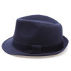 Picture of Classic Trilby Short Brim 100% Cotton Twill Fedora Hat with Band(Navy,LXL)