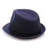 Picture of Classic Trilby Short Brim 100% Cotton Twill Fedora Hat with Band(Navy,LXL)