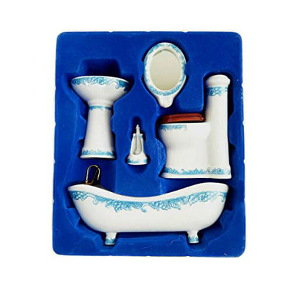 Picture of Dollhouse Bathroom Set 1/12 Scale Toilet Ceramic Miniature Furniture Accessories