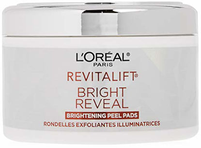 Picture of L'Oreal Paris Revitalift Bright Reveal Anti-Aging Peel Pads with Glycolic Acid Exfoliating Facial Pads to Reduce Wrinkles and Brighten Skin for All Skin Types 30 Count (Pack of 1) White