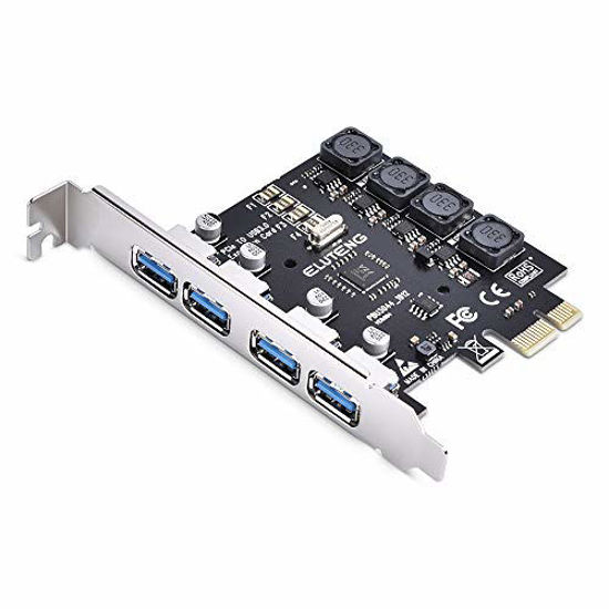 Picture of ELUTENG PCIE USB 3.0 Card 4 Ports PCI Expree to USB Expansion Card Super Speed 5Gbps PCI-e USB3 Hub Controller Adapter for Windows 10/8.1/8/7/XP/Vista - Self Powered - No Need Additional Power Supply