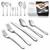 Picture of Silverware Set with Serving Pieces, LIANYU 48-Piece Flatware Set Service for 8, Stainless Steel Cutlery Eating Utensils, Mirror Finish, Dishwasher Safe