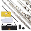 Picture of Glory Silver Plated Intermediate Open/Closed Hole C Flute with Case,Tuning Rod,Polish Cloth,Joint Grease,a pair of Gloves and screw driver