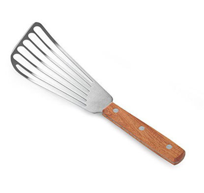 Picture of New Star Foodservice 43068 Wood Handle Fish Spatula, 6.5" Blade, Silver