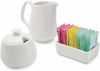 Picture of Darware Sugar and Creamer Set - 3-Piece Set w/Cream Pitcher, Sugar Bowl, Sweetener Packet Holder, White Ceramic Tea/Coffee Set