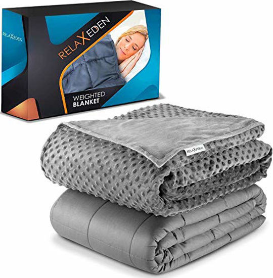 Picture of RelaxEden Adult Weighted Blanket W/Removable, Washable Duvet Cover| 15 lbs, 60x 80 Size| Heavy Glass Micro-Beads| Supreme Sleeping Comfort for Adults| Hot & Cold Sleeping| 100% Soft Cotton Build