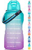 Picture of Fidus Large 1 Gallon Motivational Water Bottle with Paracord Handle & Removable Straw - BPA Free Leakproof Water Jug with Time Marker to Ensure You Drink Enough Water Throughout the Day-Green/Purple